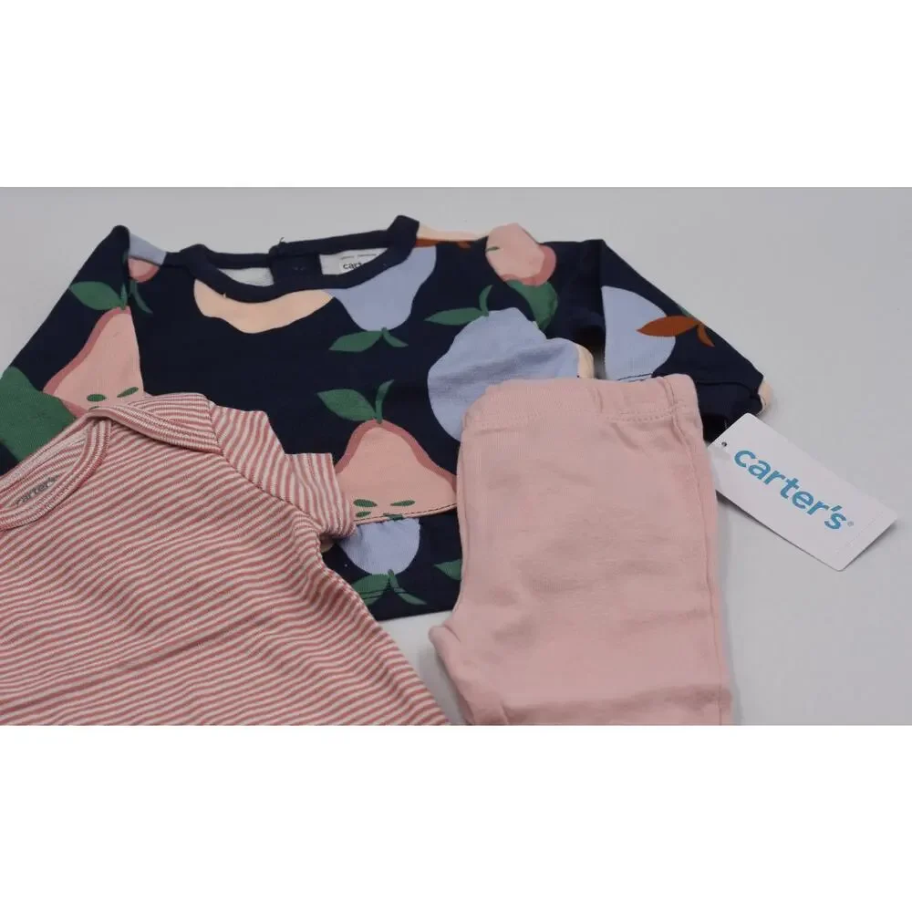 Carter's 3-Piece Baby Outfit - Tunic/Undershirt/Pants - Navy Pear New Born